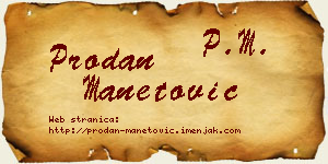 Prodan Manetović vizit kartica
